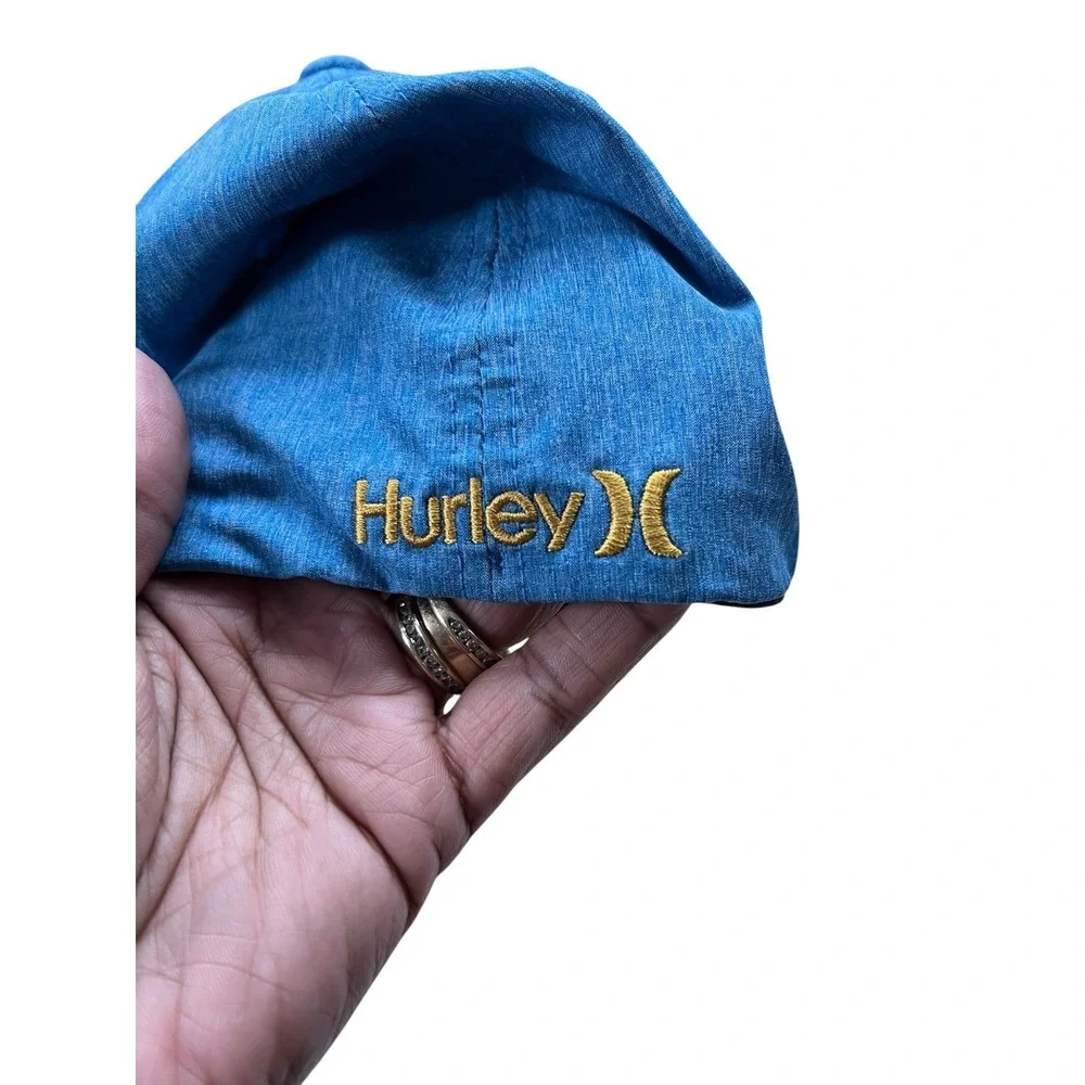 Hurley Phantom Men's Nike Dri-FIT Flexfit Hat Blue Gold Logo Cap S-M